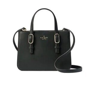 Kate Spade Connie Small Triple Gusset Satchel Top Handle Bag Black Leather EUC